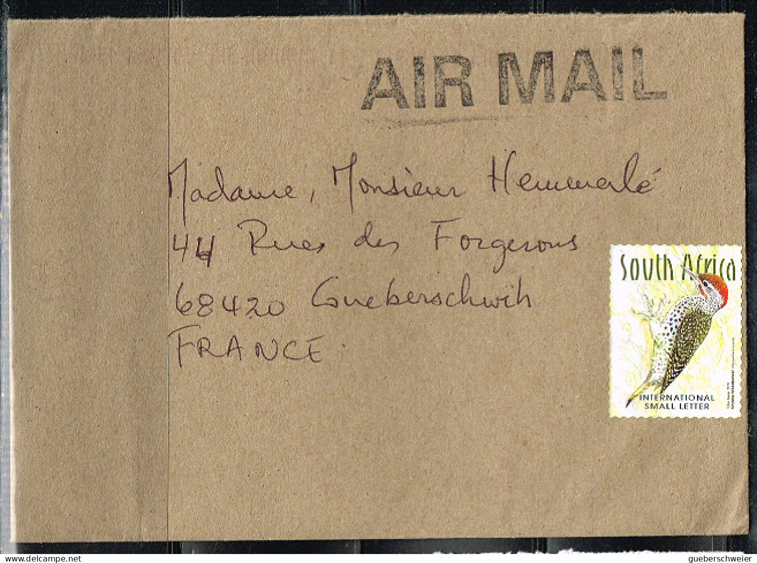 L-DIV 137 - AFRIQUE DU SUD Pic-vert Sur Lettre Par Avion Pour La France - Briefe U. Dokumente