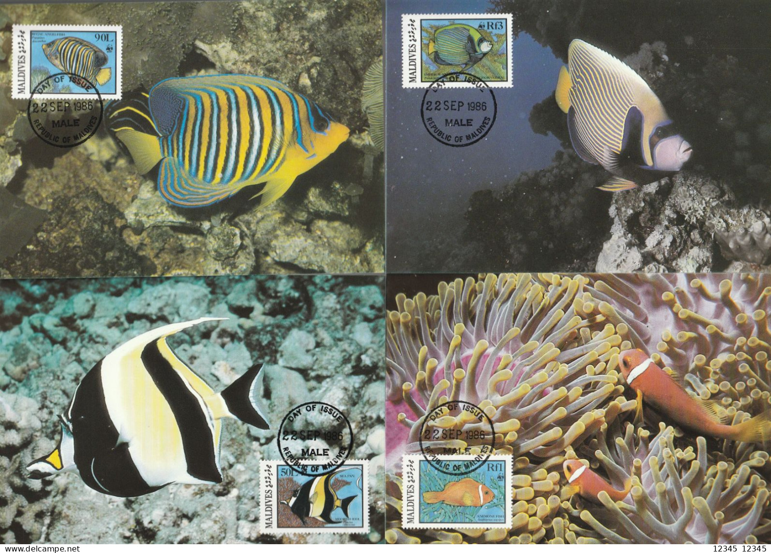 Maldiven 1986, Maximumcards Unused, WWF, Fish - Cap Vert