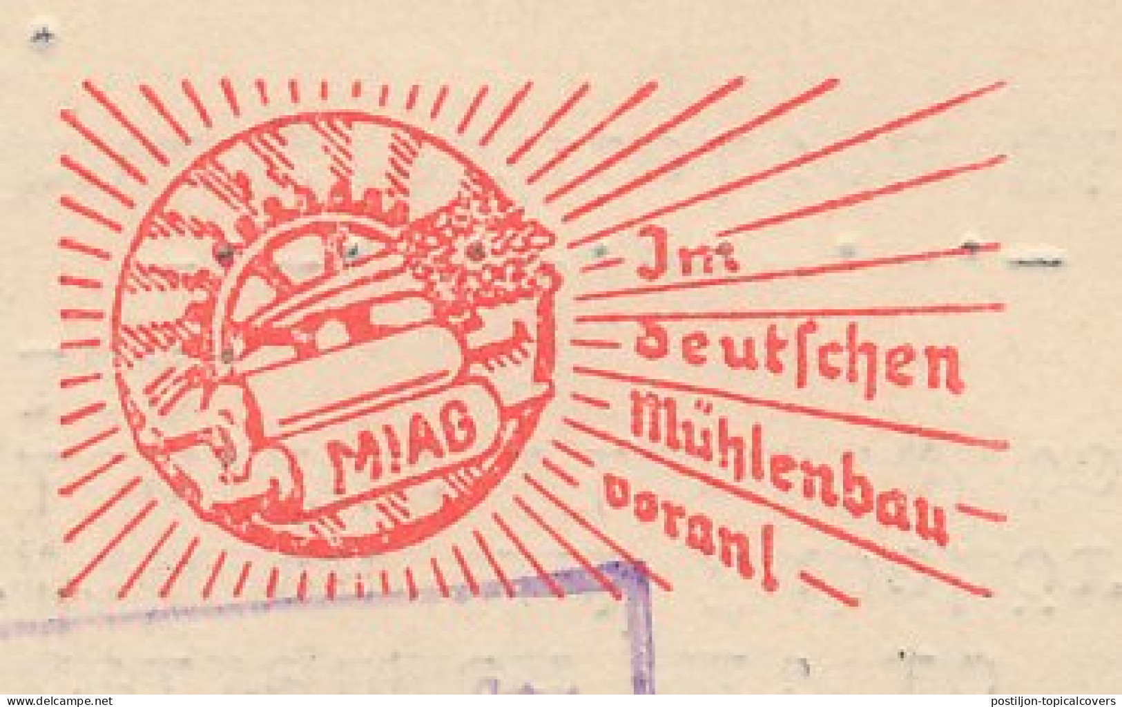 Meter Card Deutsche Reichspost / Germany 1937 MIAG - Mills Construction - Millstone - Windmills