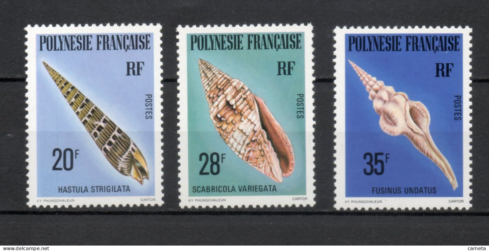 POLYNESIE  N°  142 à 144   NEUFS SANS CHARNIERE COTE  6.90€   COQUILLAGE ANIMAUX FAUNE - Unused Stamps