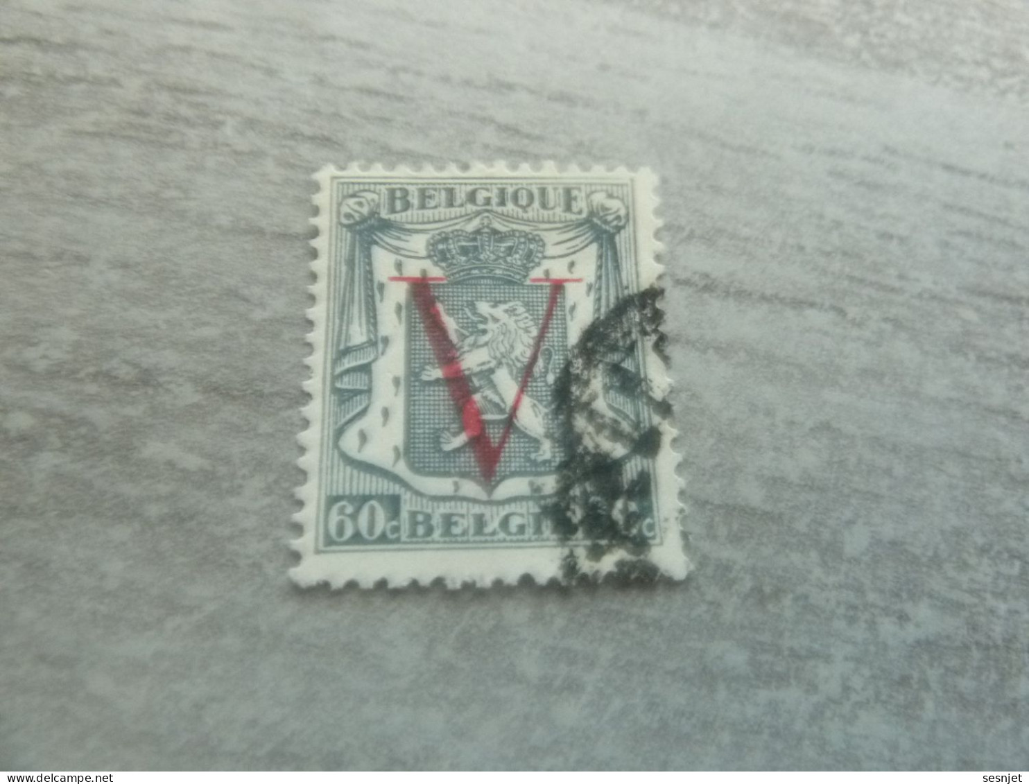 Belgique - Armoirie - Lion - Surcharge V - 60c. - Gris-bleu - Oblitéré - Année 1940 - - Used Stamps