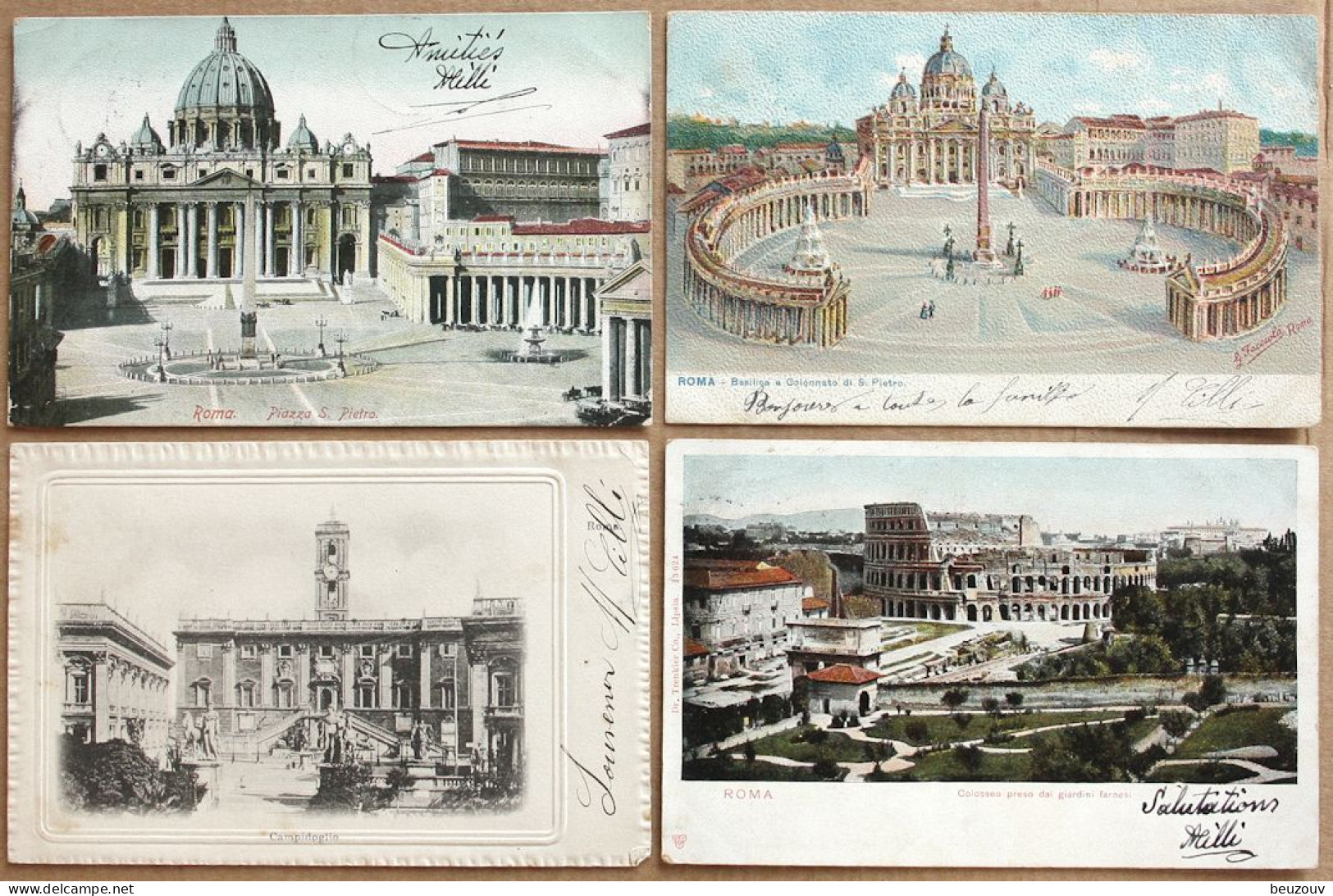 4 CP ROMA - Colisée, Basilique St Pierre, Vatican, Campidoglio  1905 - Other Monuments & Buildings