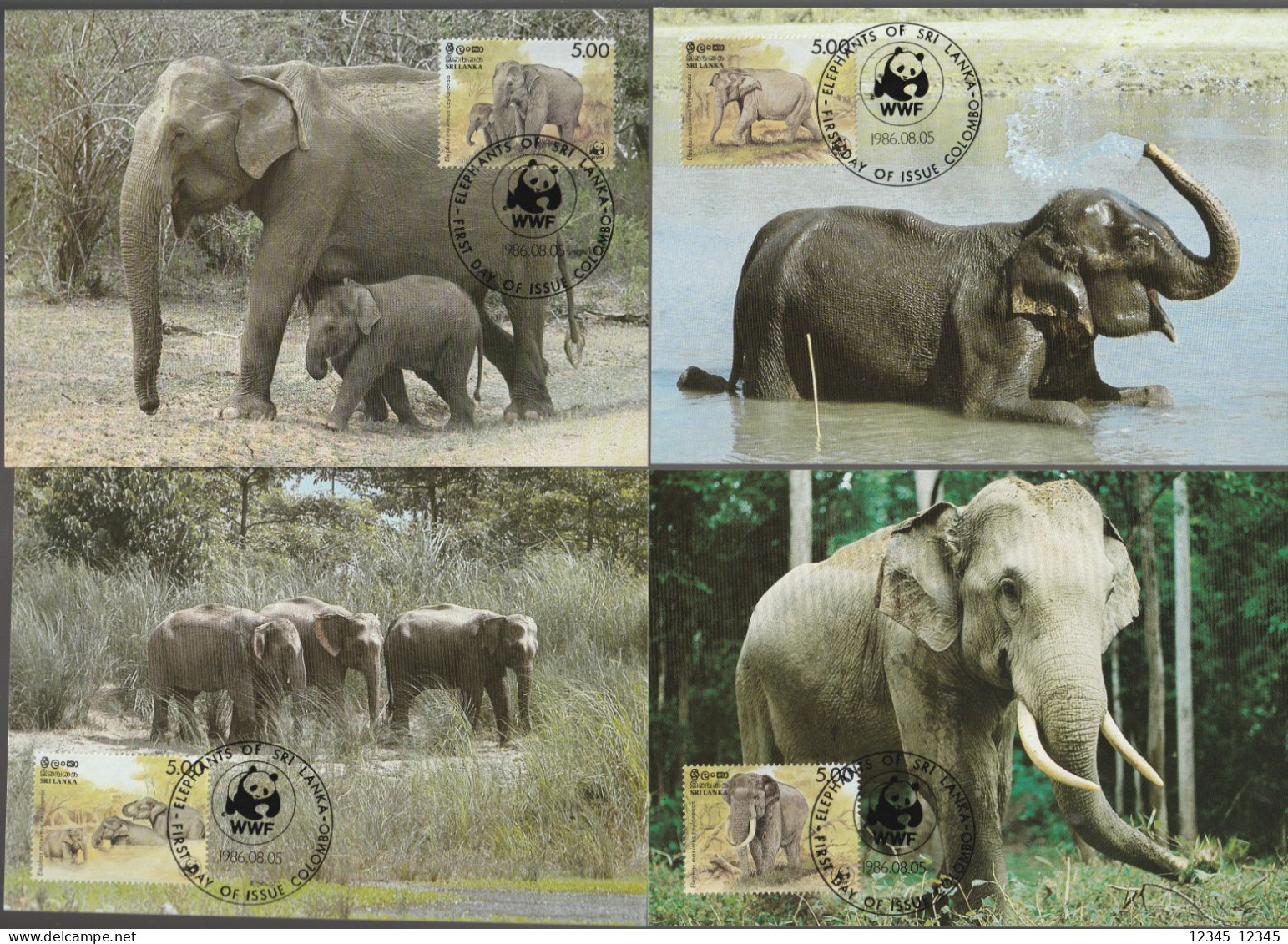 Sri Lanka 1986, Maximumcards Unused, WWF, Elephants - Sri Lanka (Ceylon) (1948-...)