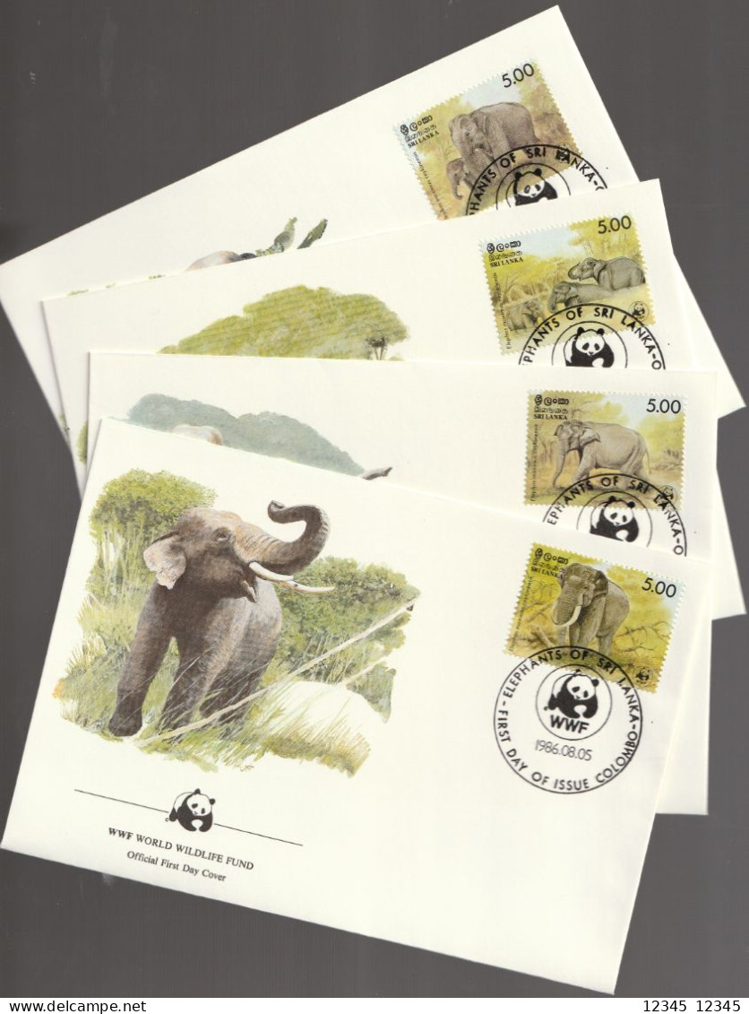 Sri Lanka 1986, FDC Unused, WWF, Elephants - Sri Lanka (Ceylon) (1948-...)