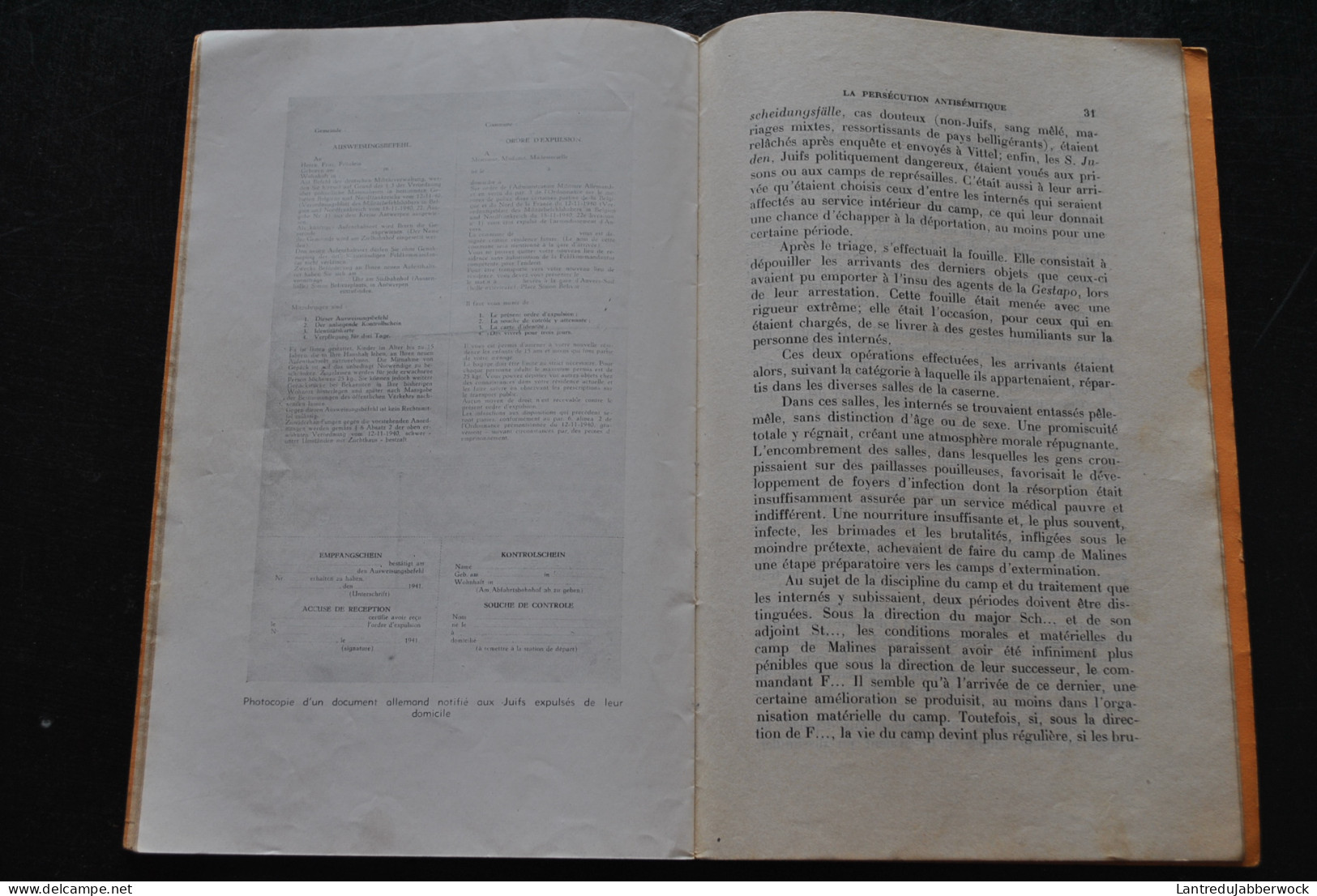 LES CRIMES DE GUERRE Persécution Antisémitique En Belgique Thone WW2 40 45 Occupation Caserne Dossin Malines Anvers Juif - Guerra 1939-45