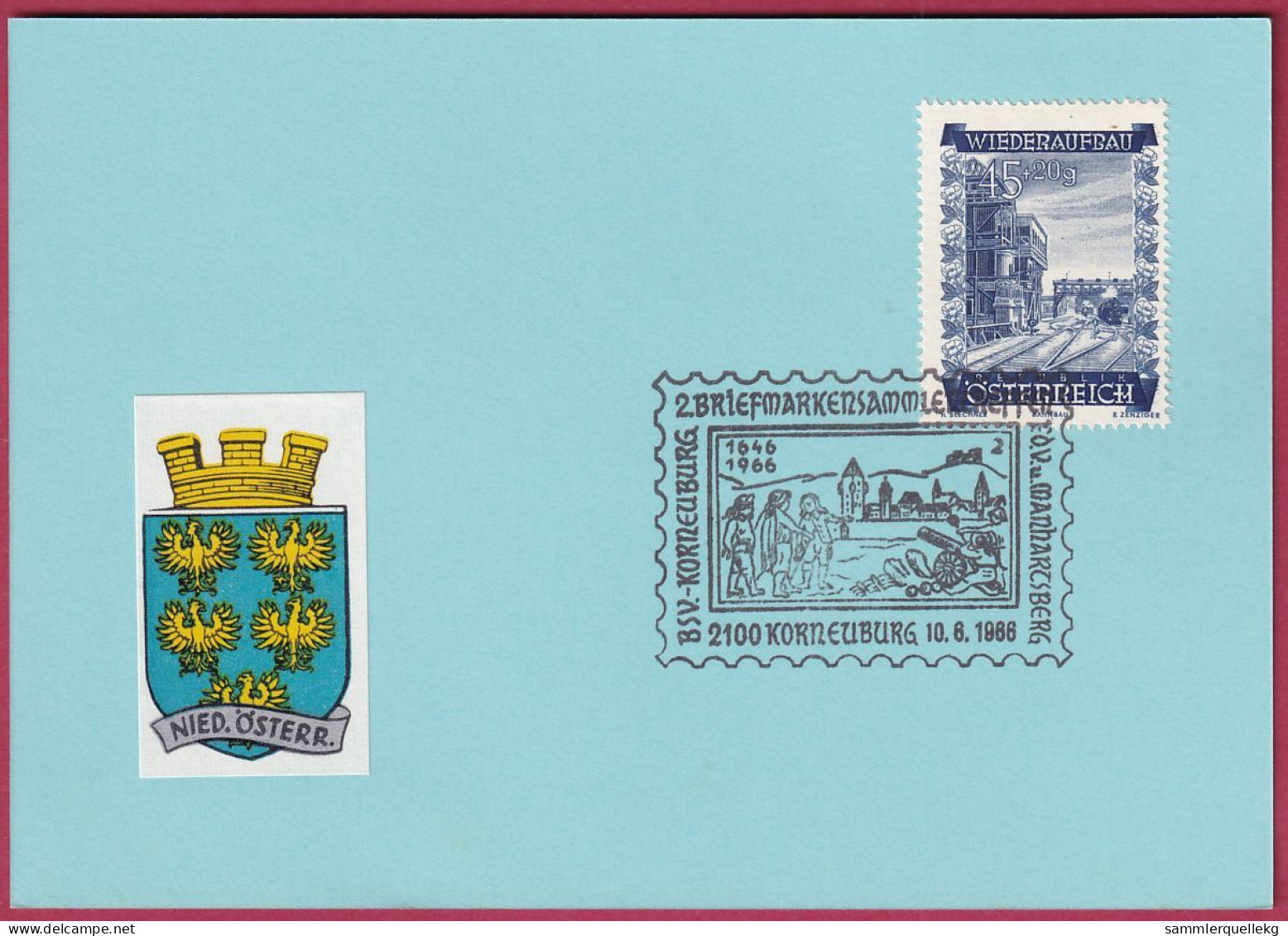 Österreich MNr. 862 Sonderstempel 10. 6. 1966 Korneuburg BSV - Cartas & Documentos