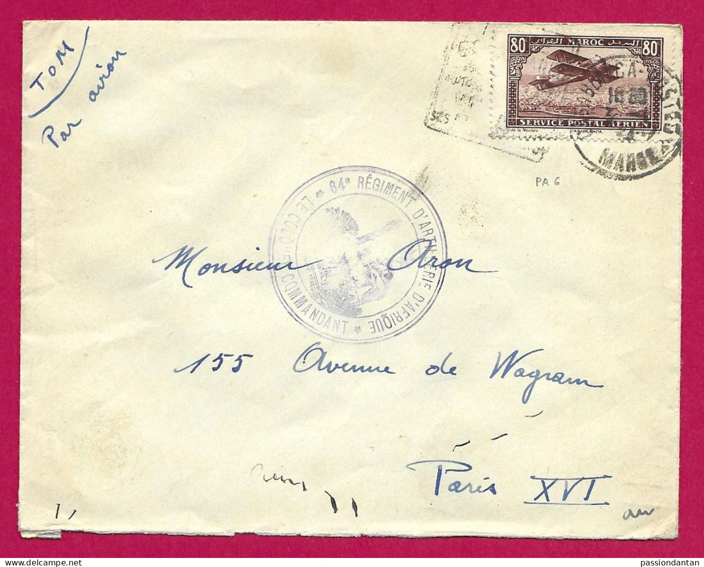 Enveloppe Expédiée Par Avion En 1934 - Voyagée De Casablanca Au Maroc Vers Paris En France - Poste Aérienne