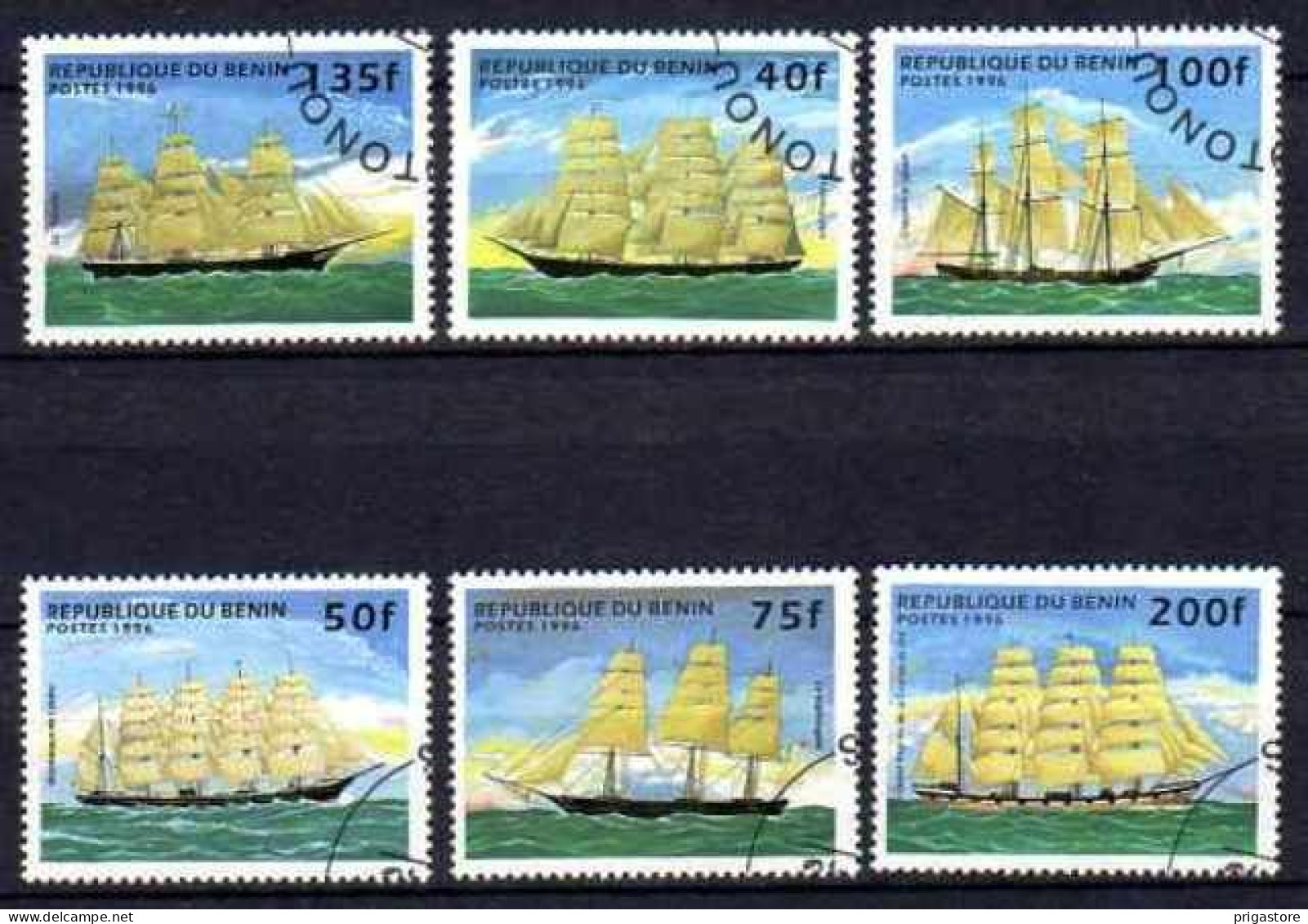 Bénin 1996 Bateaux Voiliers (4) Yvert N° 710 AH à 710 AN Oblitérés Used - Bénin – Dahomey (1960-...)