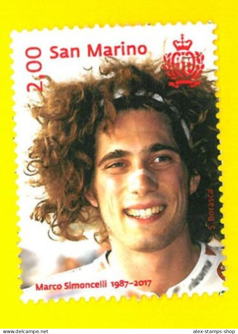 SAN MARINO 2017 Francobollo 30° ANNO DALLA NASCITA MARCO SIMONCELLI MOTORI - Neufs