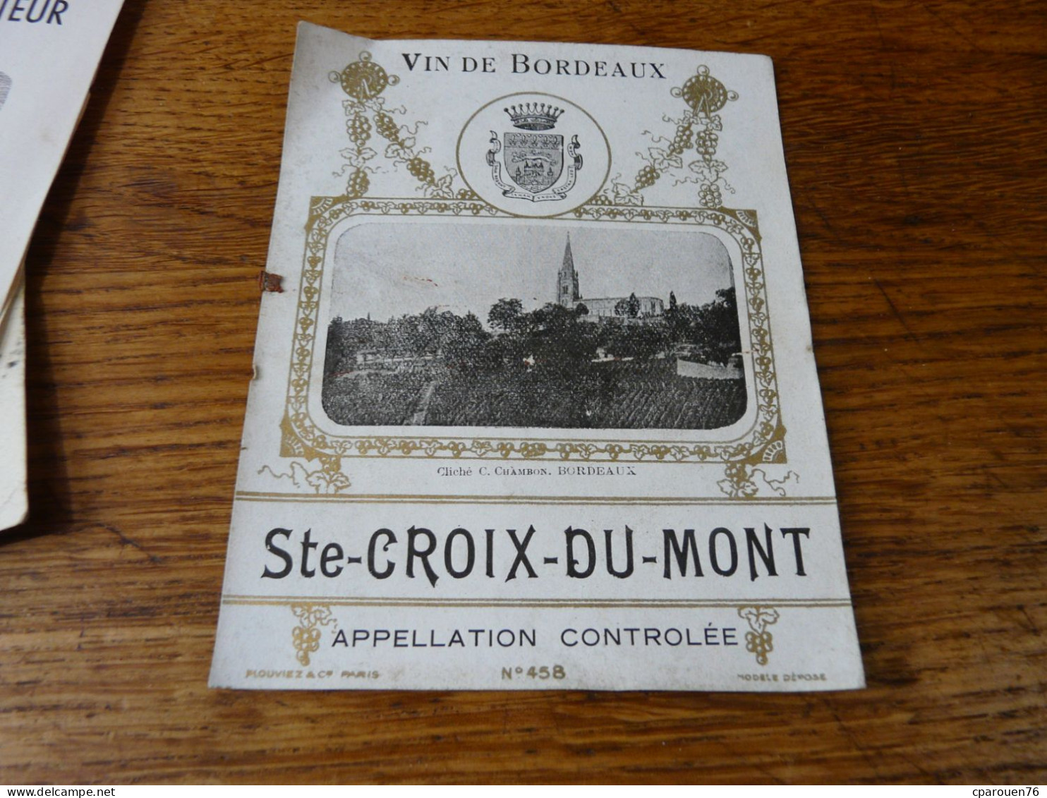 étiquette  Vin De Bordeaux Sainte Croix Du Mont Vers 1944.45 - Red Wines