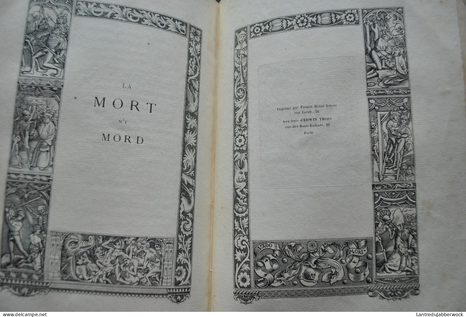 L'Alphabet de la Mort de Hans Holbein Entouré de bordures du XVIe siècle - Montaiglon Edwin Tross 1856 Reliure Vélin?