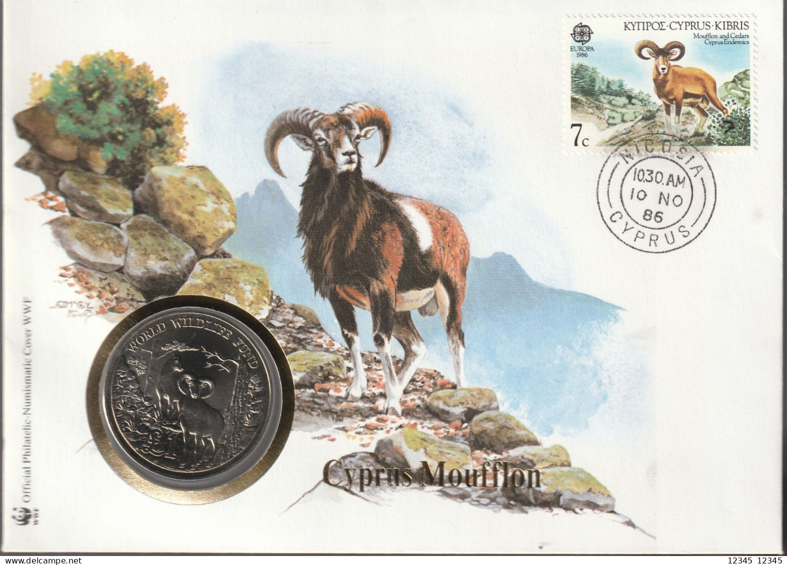 Cyprus 1986, Numisbrief, WWF, The Mouflon - Brieven En Documenten