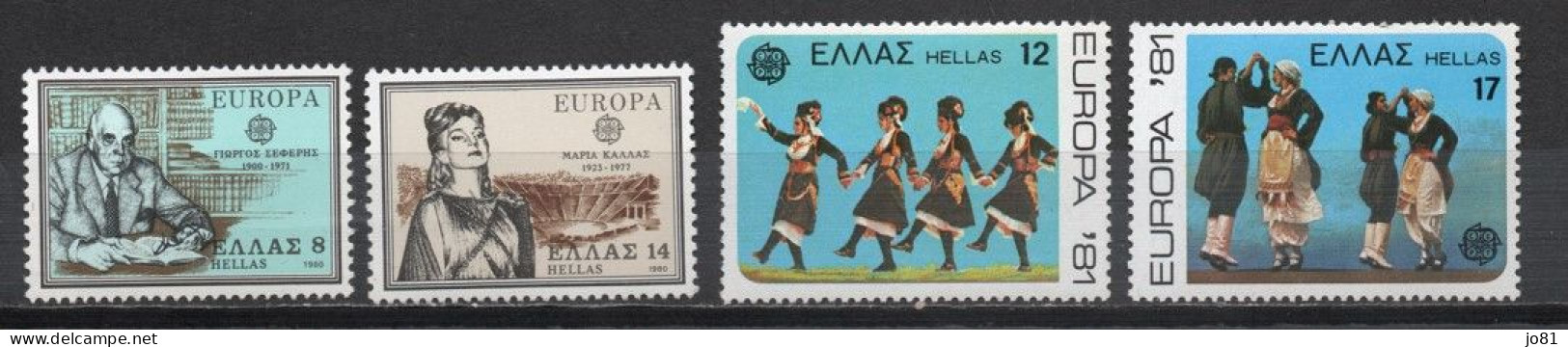 Grèce YT 1389-1390 + 1423-1424 Neuf Sans Charnière XX MNH Europa 1980-1981 - Neufs