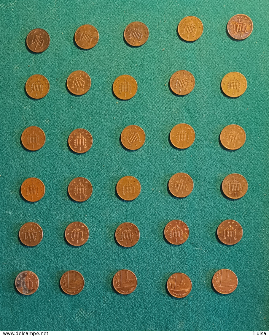 GRAN BRETAGNA 30 Monete Originali Differenti Per Data  - 1 Penny & 1 New Penny