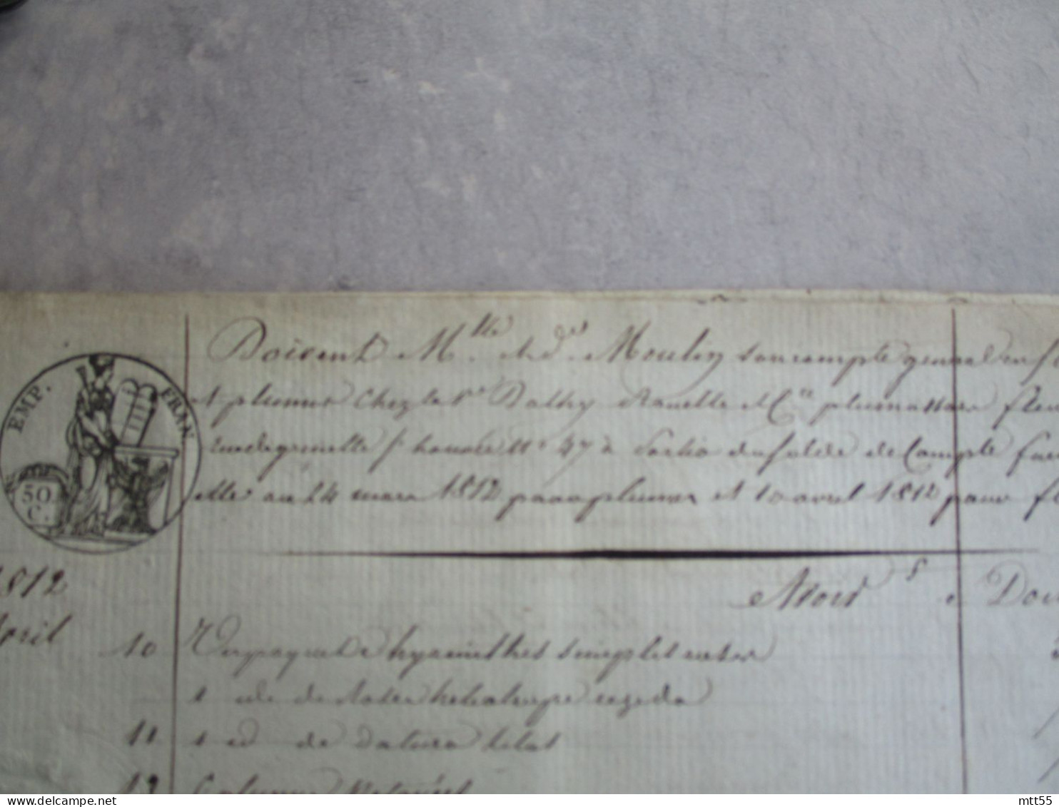 1813 MANUSCRIT  FACTURE RECAPITULATIF DEPENSE SOMMATION  PAIEMENT TIMBRE FISCAL - Manuscritos