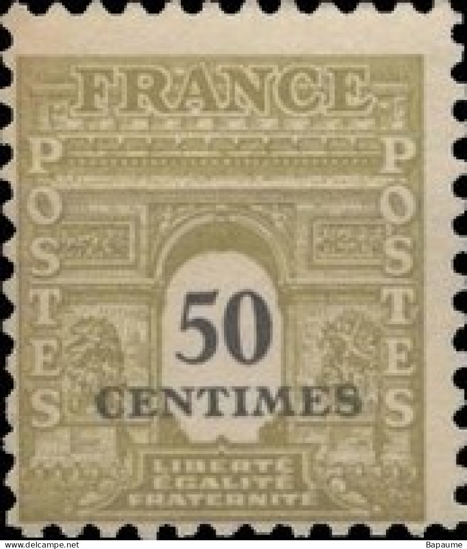 France - Yvert & Tellier N°704 - Type Arc De Triomphe 50c Olive - Neuf** NMH - Cote Catalogue 0,20€ - 1944-45 Arco Del Triunfo