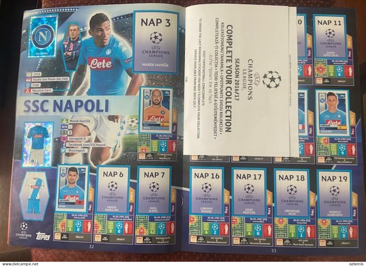 2016/17, TOPPS ,CHAMPIONS LEAGUE ,STICKER -ALBUM