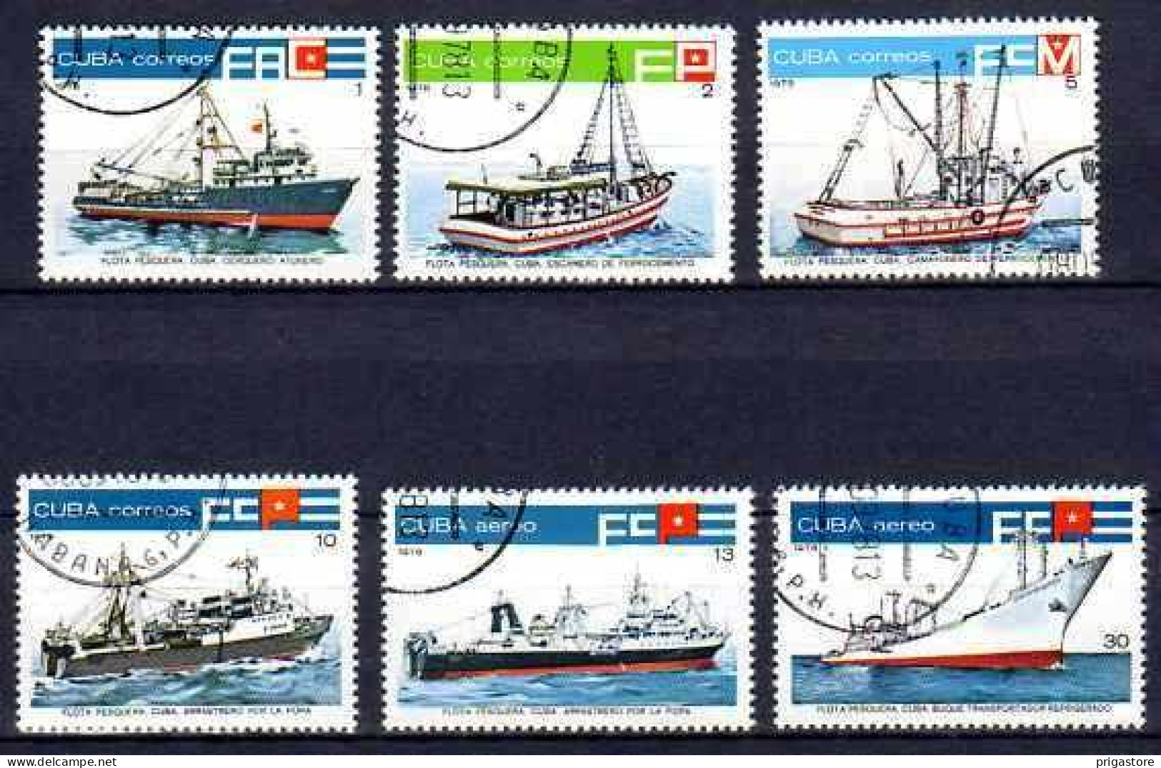 Cuba 1978 Bateaux (21) Yvert N° 2073 à 2076 Et PA 298+299 Oblitérés Used - Used Stamps