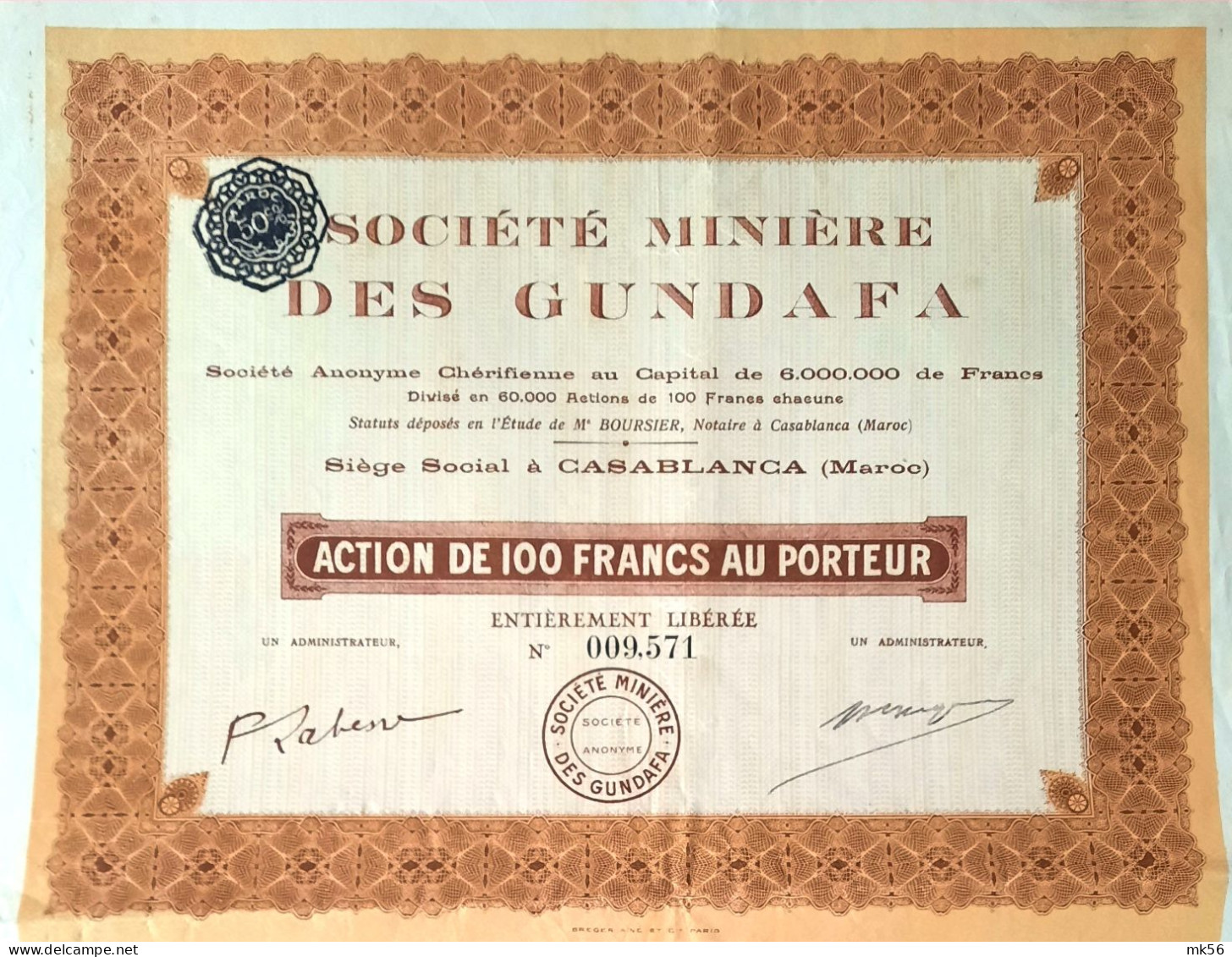 Société Minière Des Gundafa (Casablanca) - Mijnen