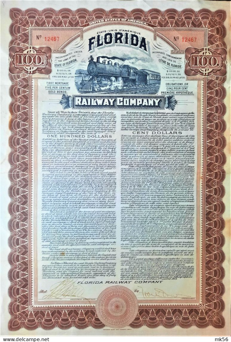 Florida - Railway Company - Obligation 5% - 1959 - Railway & Tramway