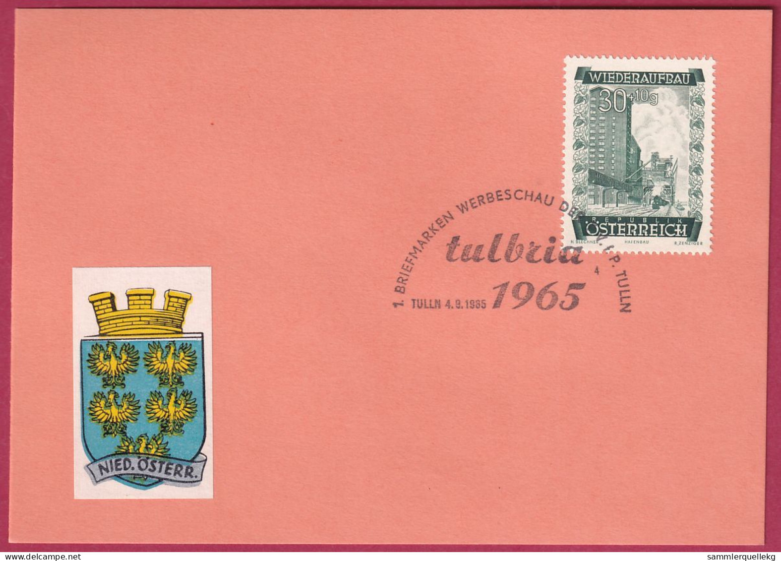 Österreich MNr. 860 Sonderstempel 4. 9. 1965 Tulln Tulbria 1965 - Storia Postale