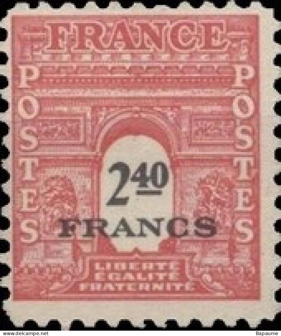 France - Yvert & Tellier N°710 - Type Arc De Triomphe 2,40f Rose - Neuf** NMH - Cote Catalogue 0,20€ - 1944-45 Arco Del Triunfo
