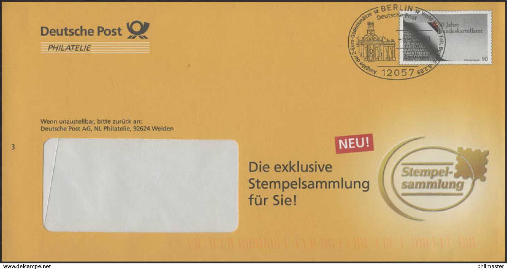 Plusbrief F403 Bundeskartellamt: Stempelsammlung, SSt Berlin 2-Euro-Münze 6.2.09 - Briefomslagen - Ongebruikt