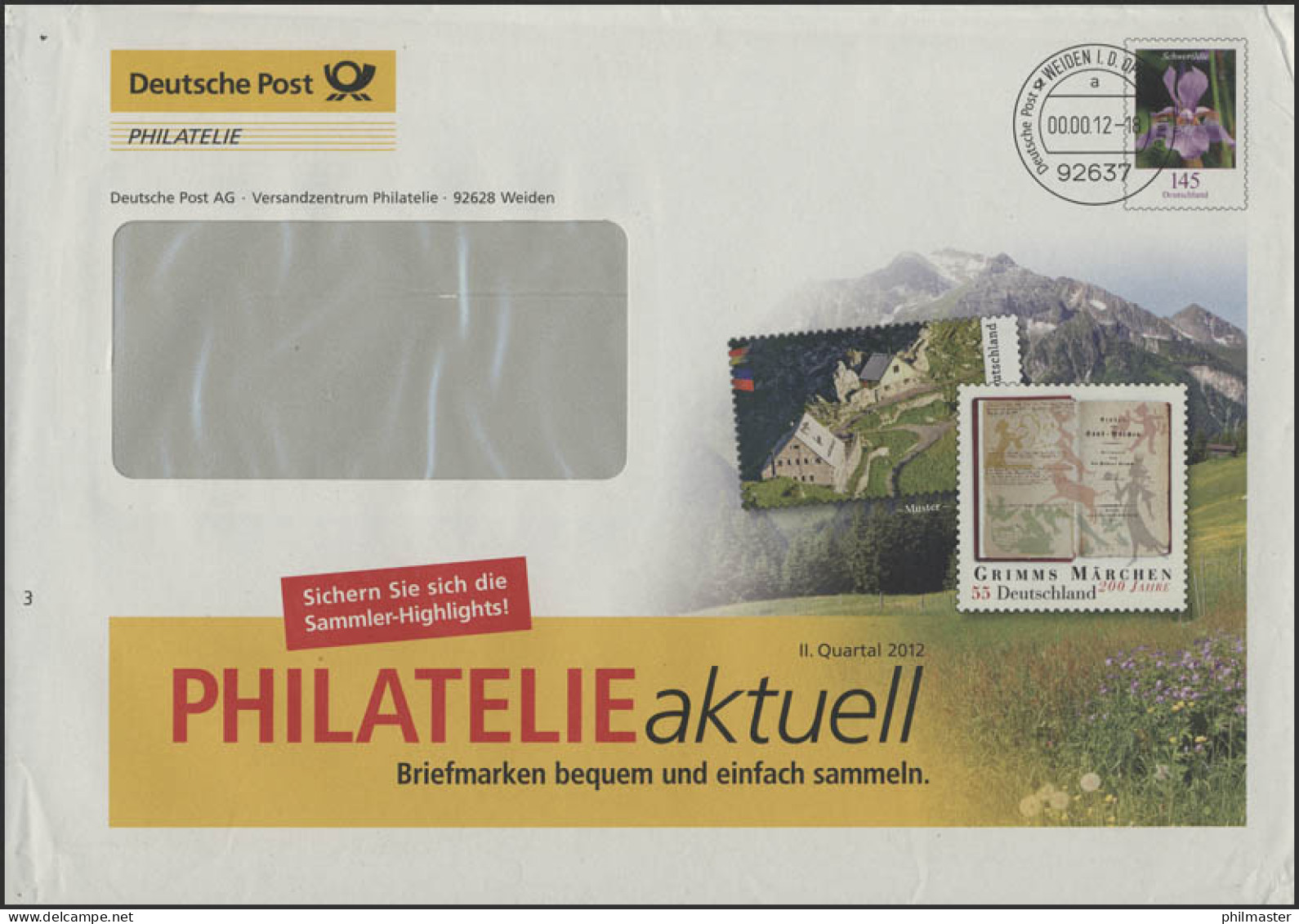 Plusbrief F Schwertlilie: PHILATELIEaktuell II. Quartal, 00.00.12  - Enveloppes - Neuves