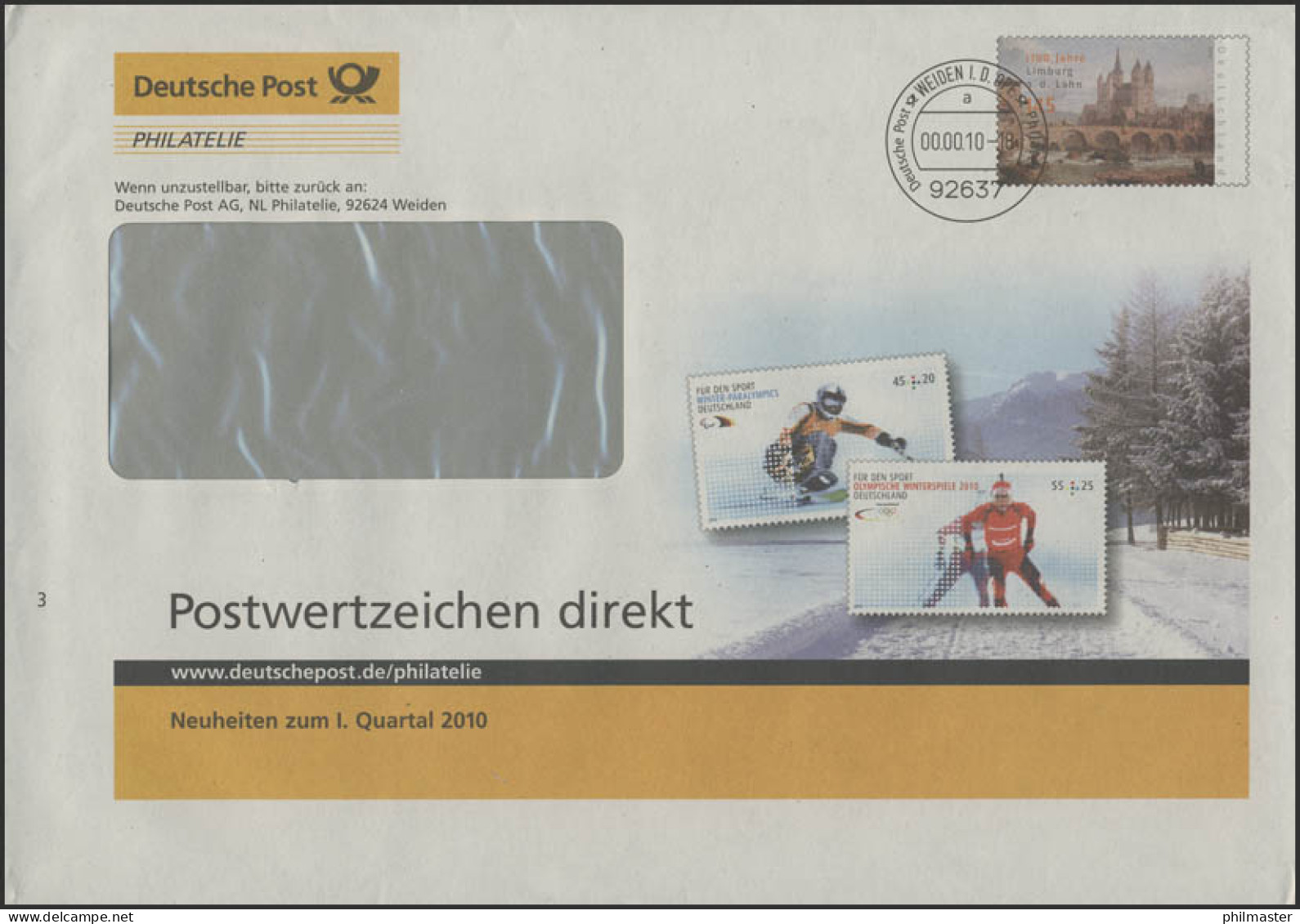 Plusbrief F475 Limburg: Neuheiten I. Quartel & Winterolympiade, 00.00.10 - Enveloppes - Neuves