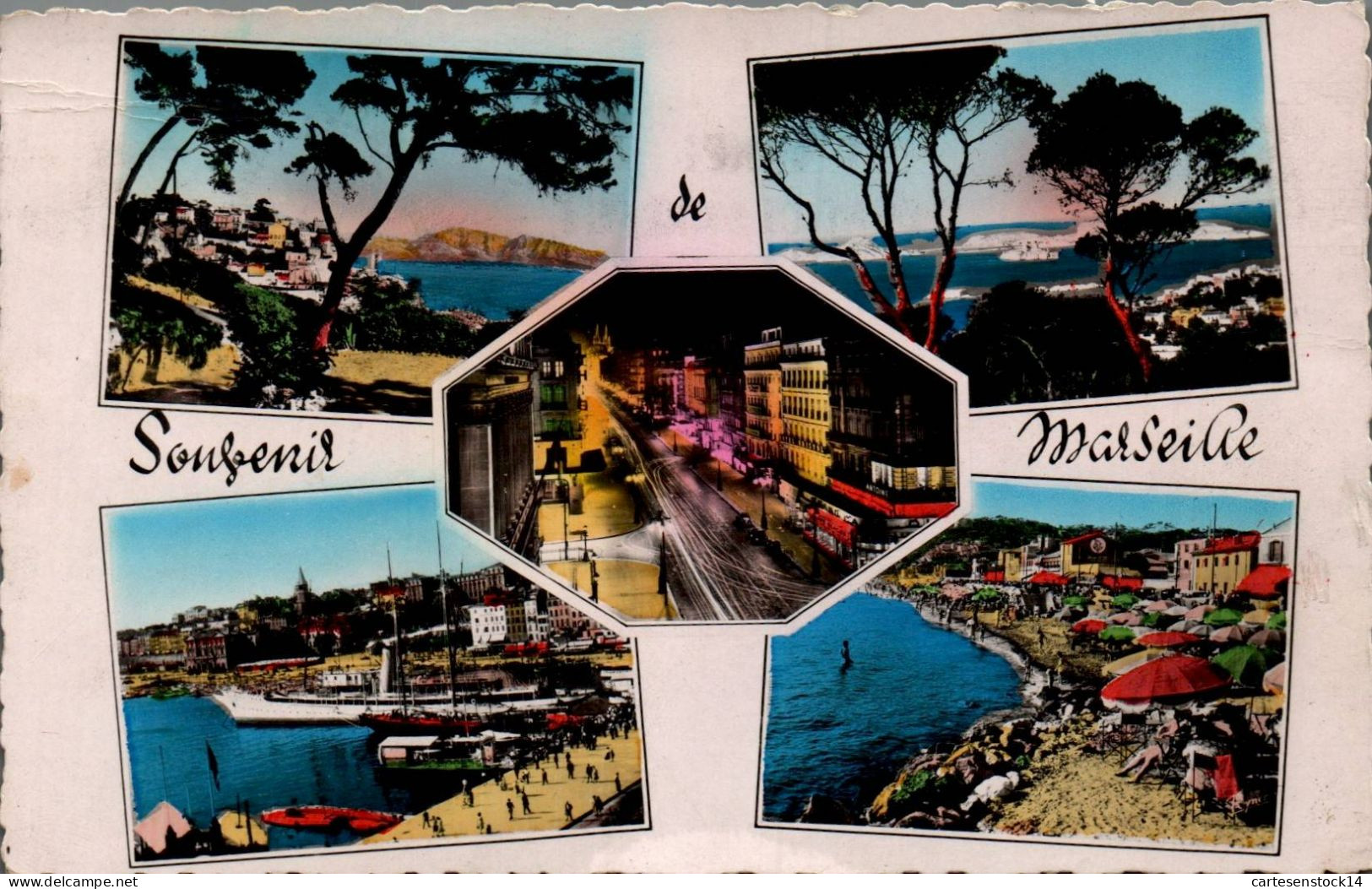 N°42273 Z -cpsm Souvenir De Marseille - Saluti Da.../ Gruss Aus...