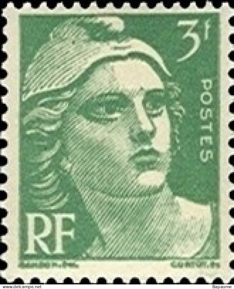 France - Yvert & Tellier N°716A - Type Marianne De Gandon 3f Vert Typographie - Neuf** NMH - Cote Catalogue 2,30€ - 1945-54 Marianne Of Gandon