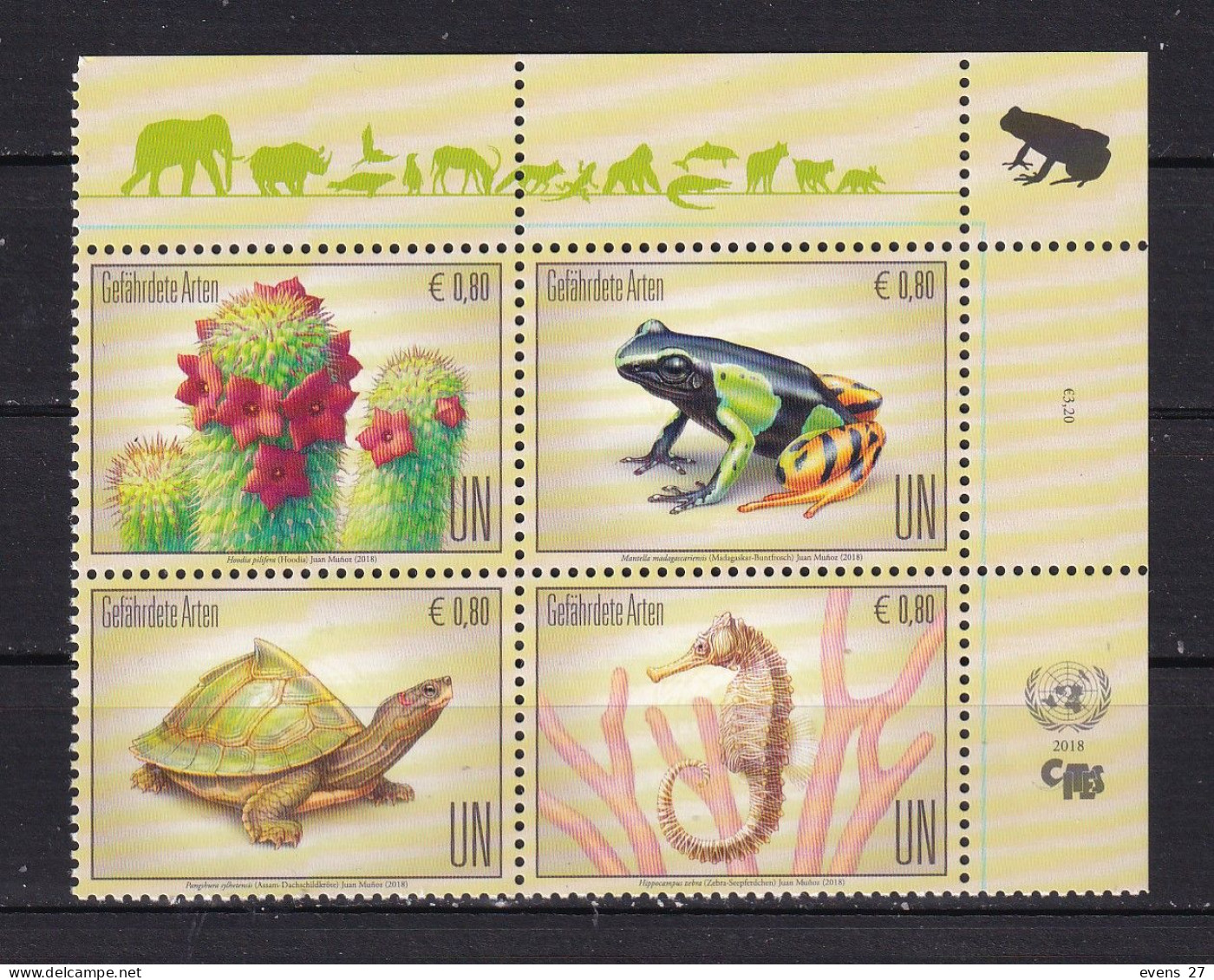 UNITED NATIONS-VIENNA-ENDANGERED SPECIES BLOCK-MNH - Nuovi