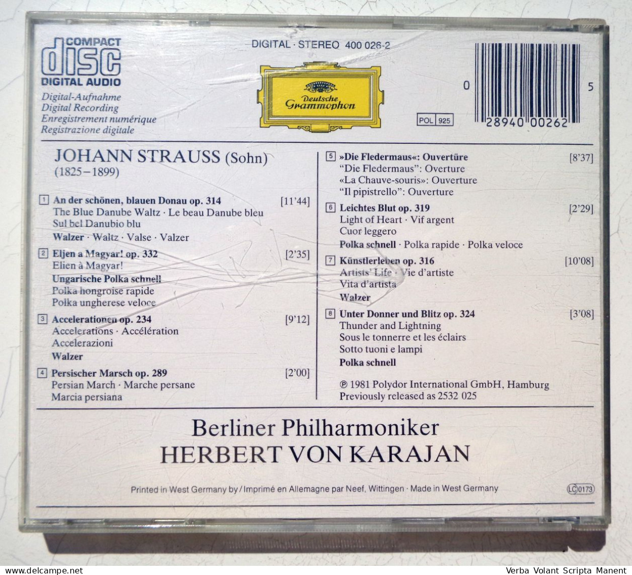 Q-1005 * JOHANN STRAUSS - AN DER SCHONEN, BLAUEN DONAU - DEUTSCHE GRAMMOPHON, 4000262 - Klassik