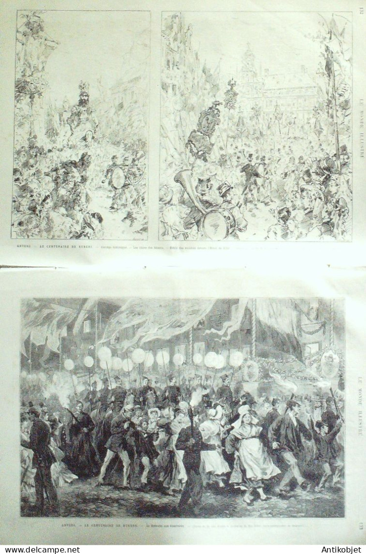 Le Monde Illustré 1877 N°1064 Cherbourg ST-Lô (50) Evreux (14) Belgique Anvers - 1850 - 1899