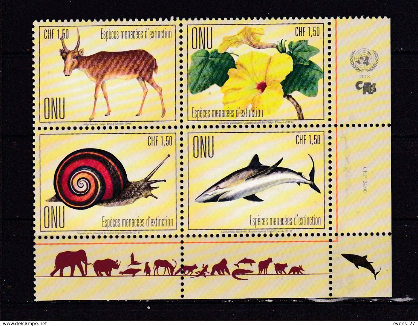 UNITED NATIONS-GENEVA-ENDANGERED SPECIES BLOCK-MNH - Neufs