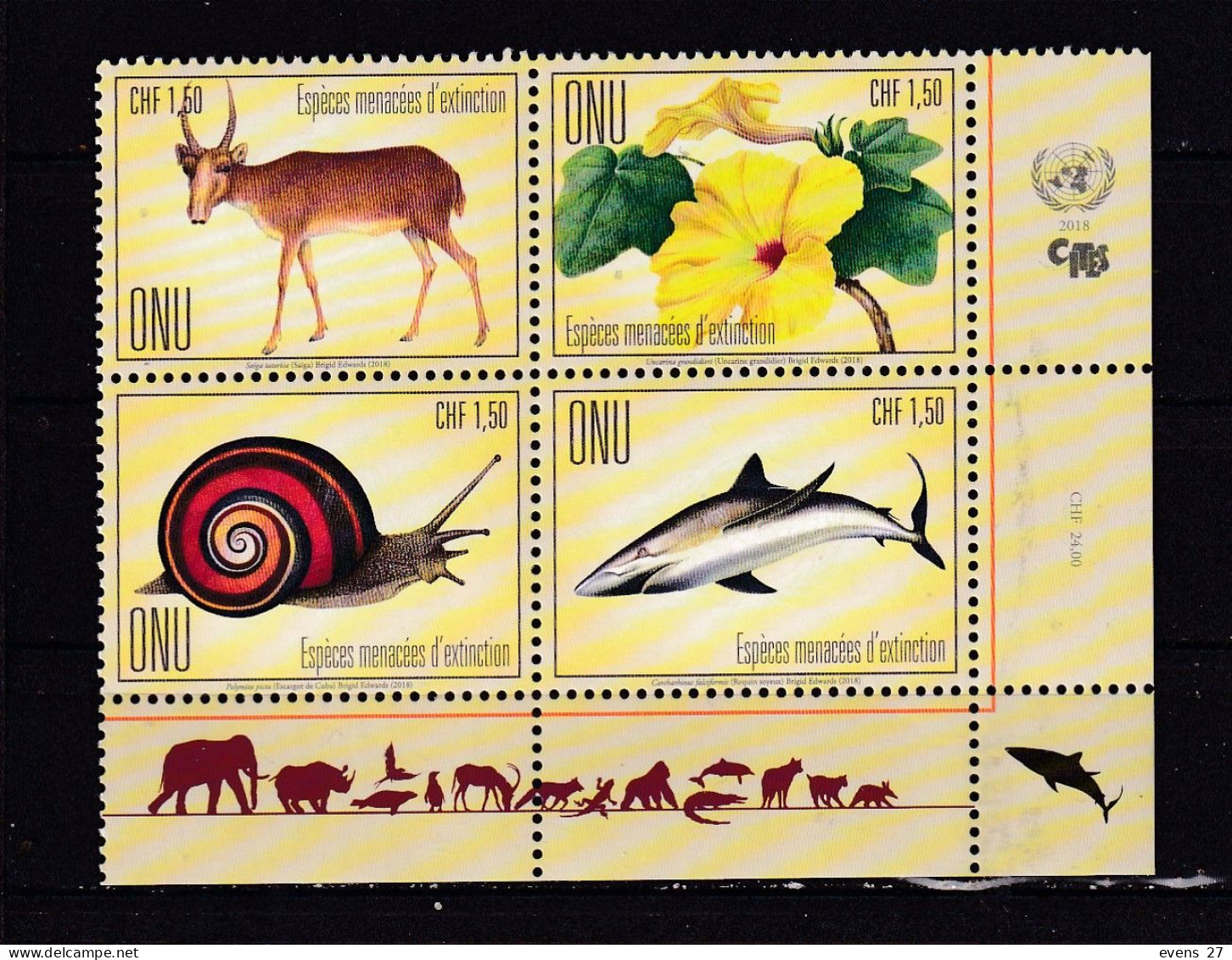 UNITED NATIONS-GENEVA-ENDANGERED SPECIES BLOCK-MNH - Unused Stamps