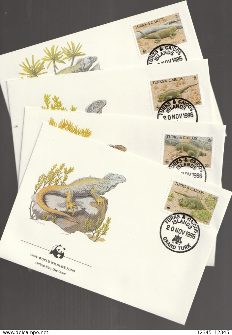 Turks & Caicos 1986, FDC Unused, WWF, Iguana - Turcas Y Caicos