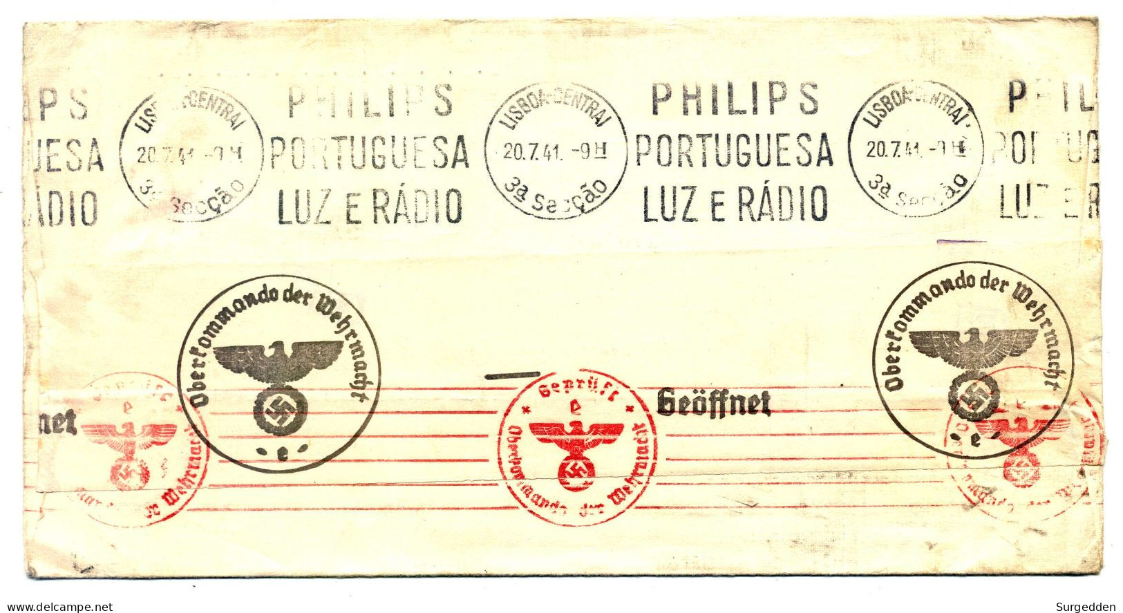 1941 Columbus, Ohio, über Lisboa, Nach Bad Pyrmont, Zensur, Luftpost, Air Mail - 1941-60