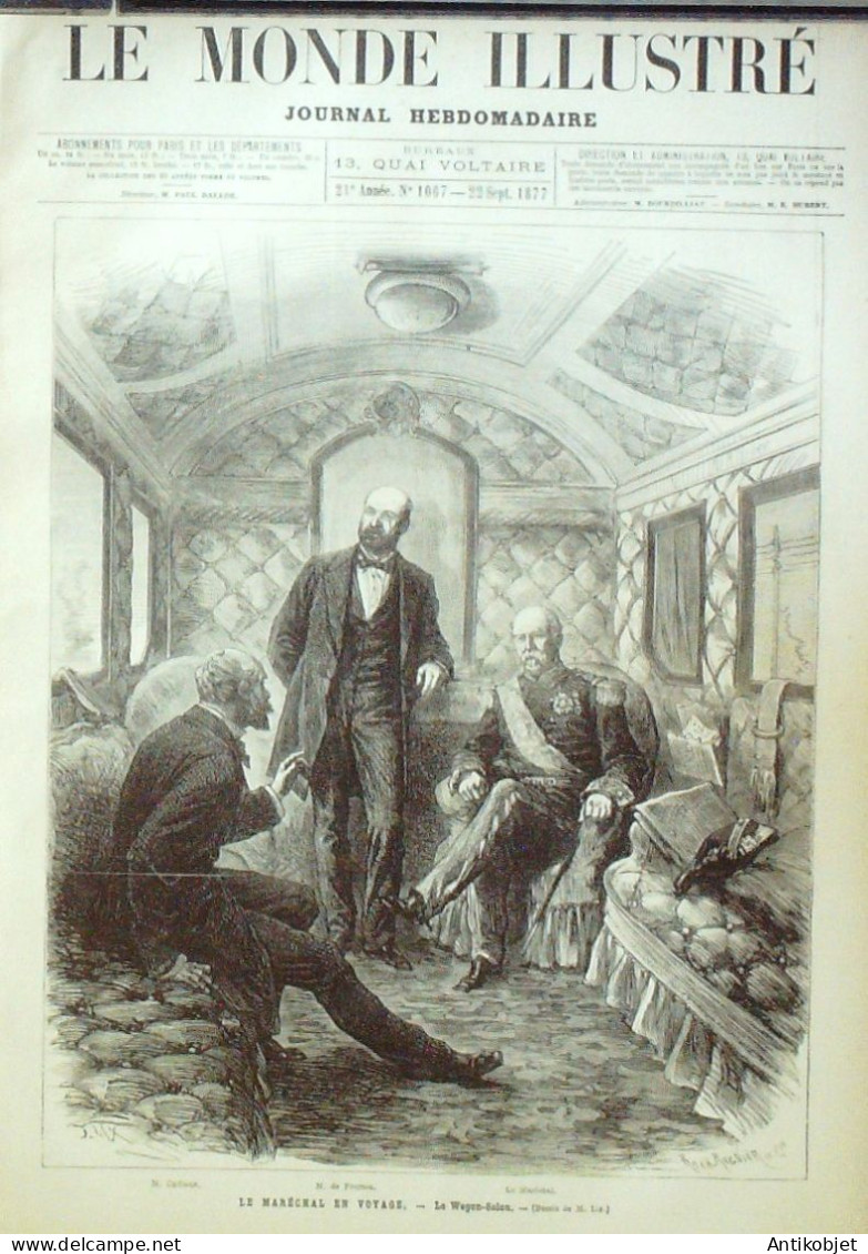 Le Monde Illustré 1877 N°1067 Suède Upsal Clotilde De Surville Wagon-salon - 1850 - 1899