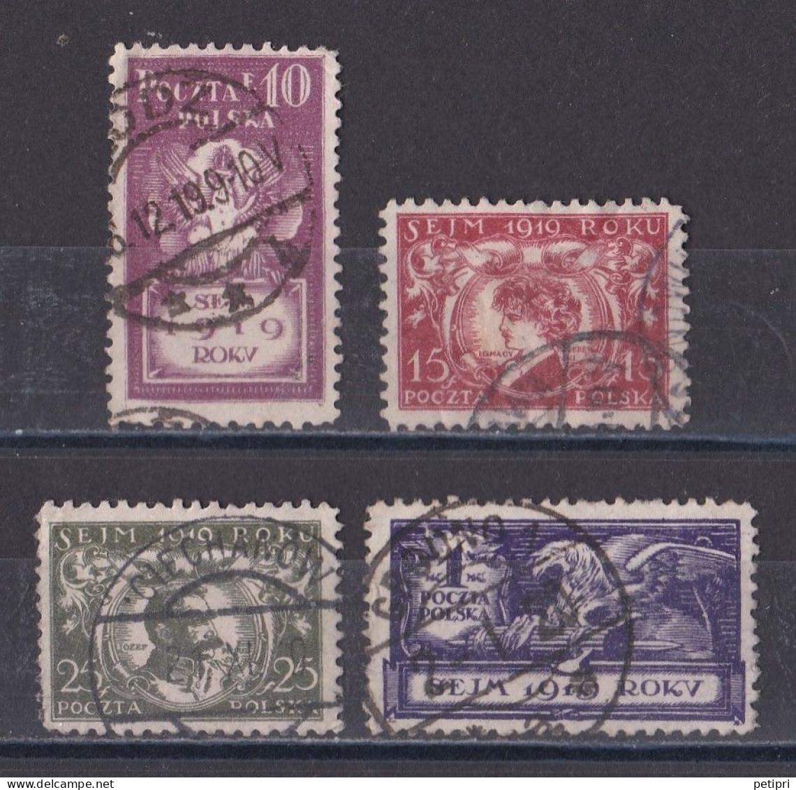 Pologne - République 1919  -  1939   Y & T N °  206  207  210  212  Oblitérés - Used Stamps