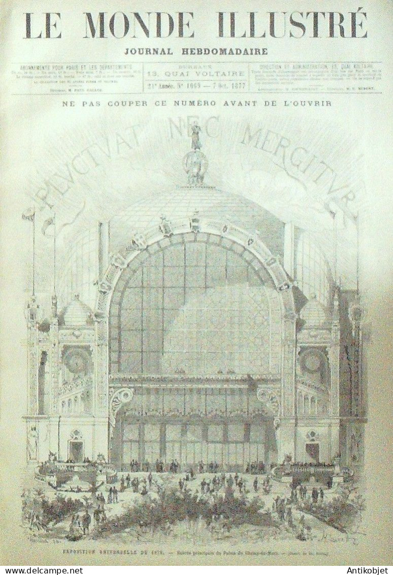 Le Monde Illustré 1877 N°1069 Expo Palais Du Champ De Mars Pavillons Des Pays Au Trocadéro - 1850 - 1899