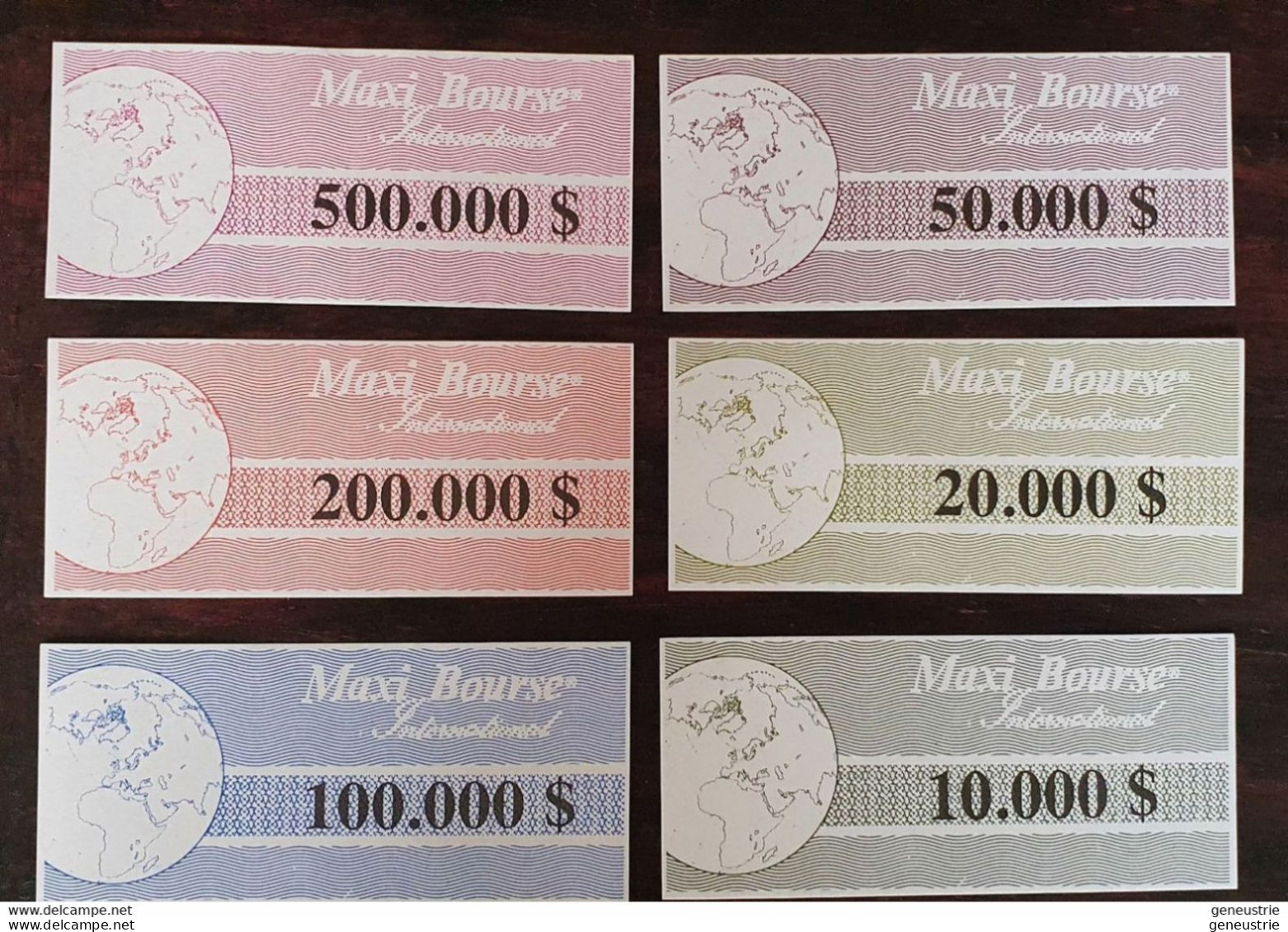 Série De 6 Billets Fantaisies (de Jeu ?)  Années 70 "Maxi Bourse Internationale" Fancy Bank Note - Fictifs & Spécimens