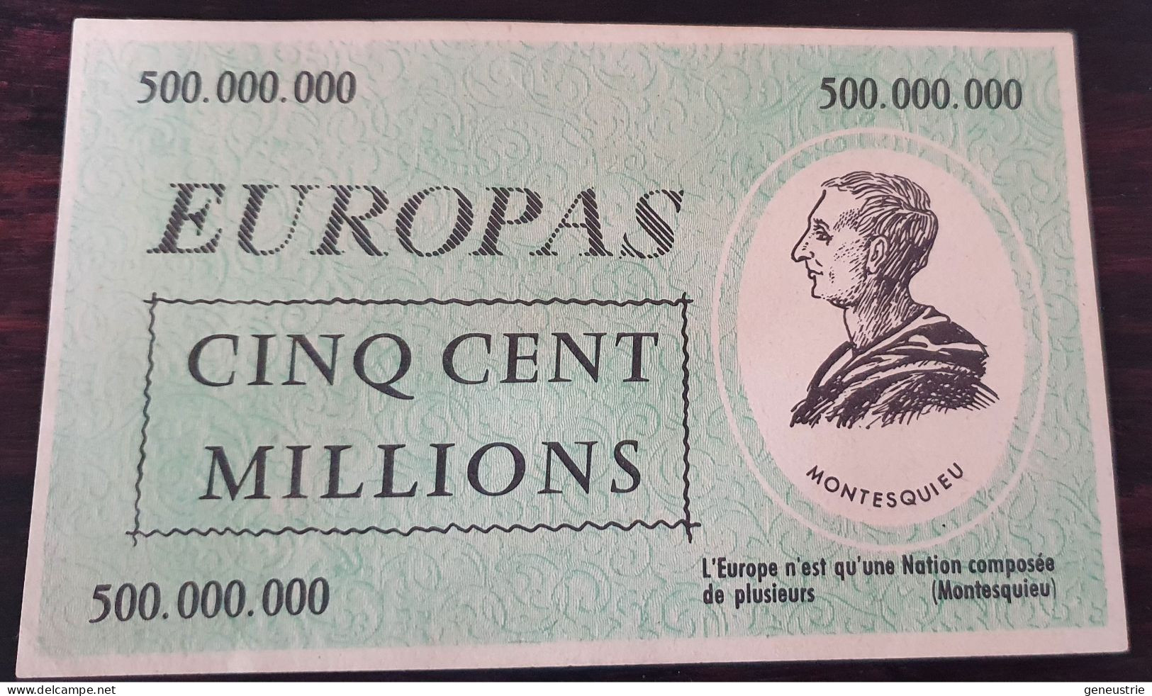 Série De 4 Billets Fantaisies (Billet De Jeu ?)  Années 50 "Europas" Fancy Bank Note - Fictifs & Spécimens