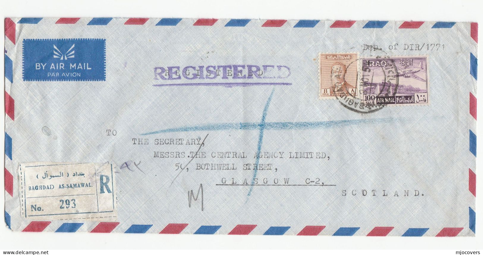 2 X 1954 IRAQ Registered COVERS Air Mail Multi Stamps To GB Reg Label Cover - Iraq