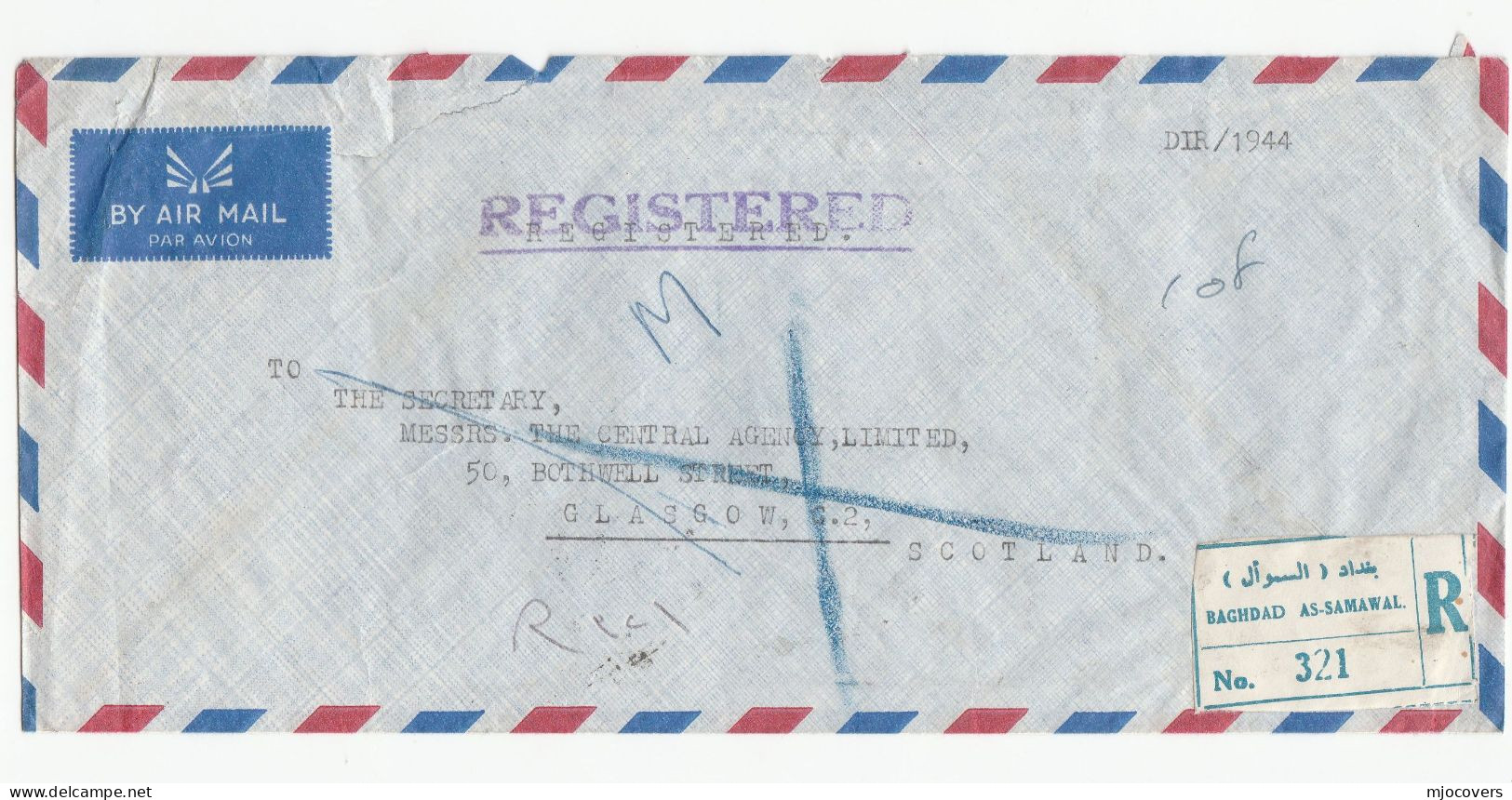 2 X 1954 IRAQ Registered COVERS Air Mail Multi Stamps To GB Reg Label Cover - Iraq