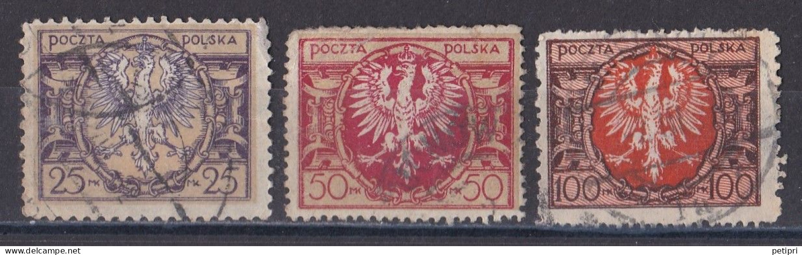 Pologne - République 1919  -  1939   Y & T N °  227   228   229  Oblitérés - Gebraucht