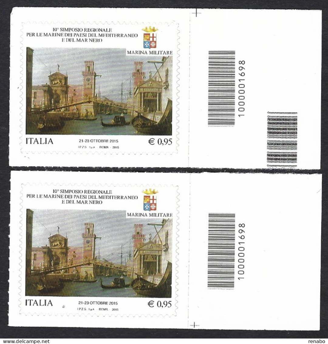 Italia 2015; Simposio Marine Del Mediterraneo E Del Mar Nero; 2 Barre Opposte - Bar Codes