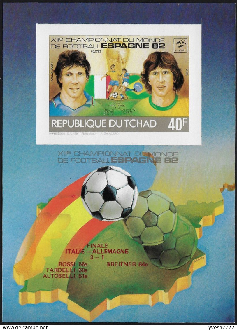 Tchad 1982 Y&T 399E à 399H, PA 246D Et 246E Sur Feuillets De Luxe. Coupe Du Monde De Football En Espagne - 1982 – Espagne