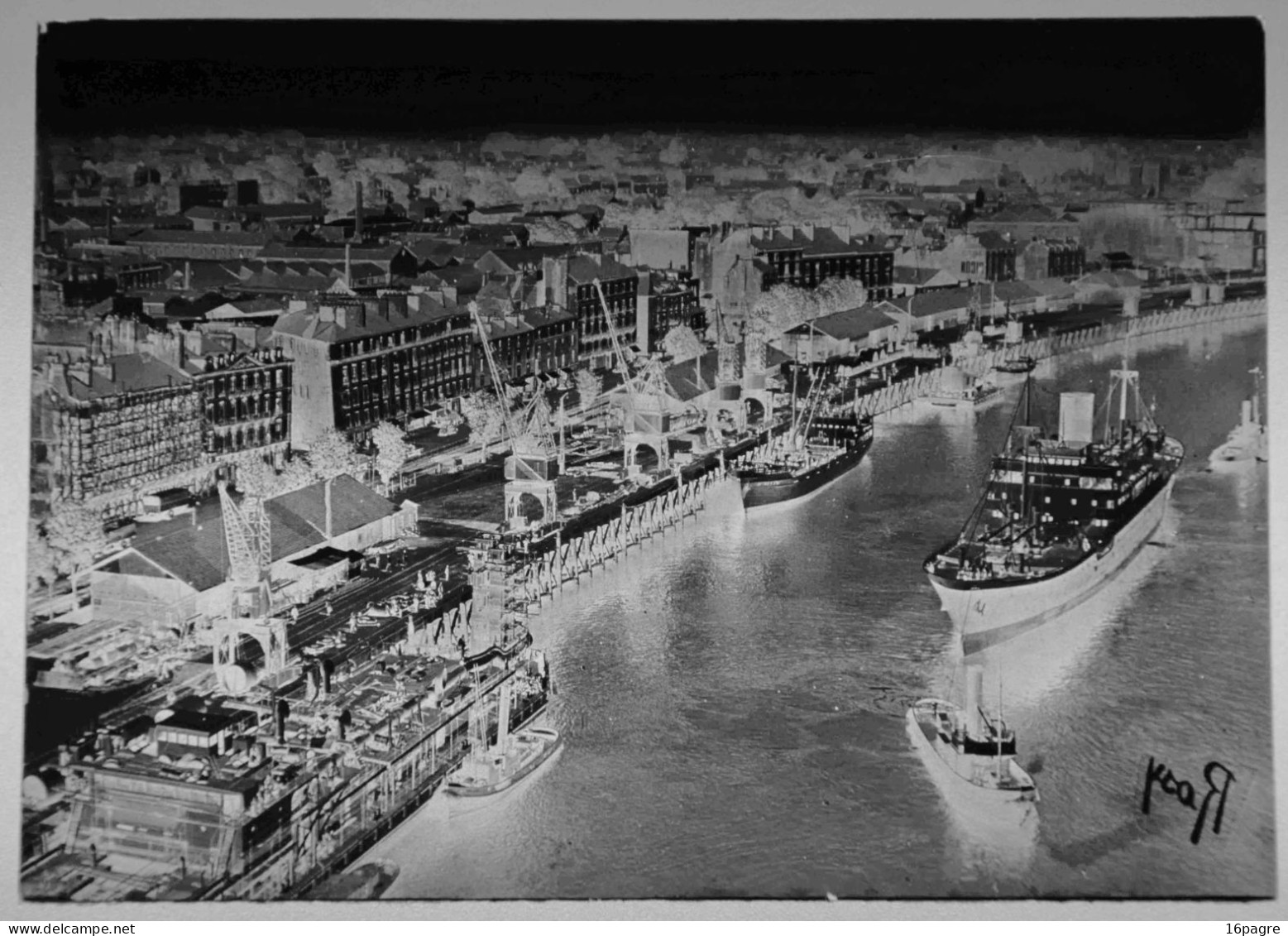 PLAQUE DE VERRE, PORT DE NANTES. LOIRE-ATLANTIQUE. VERS 1950. - Diapositivas De Vidrio