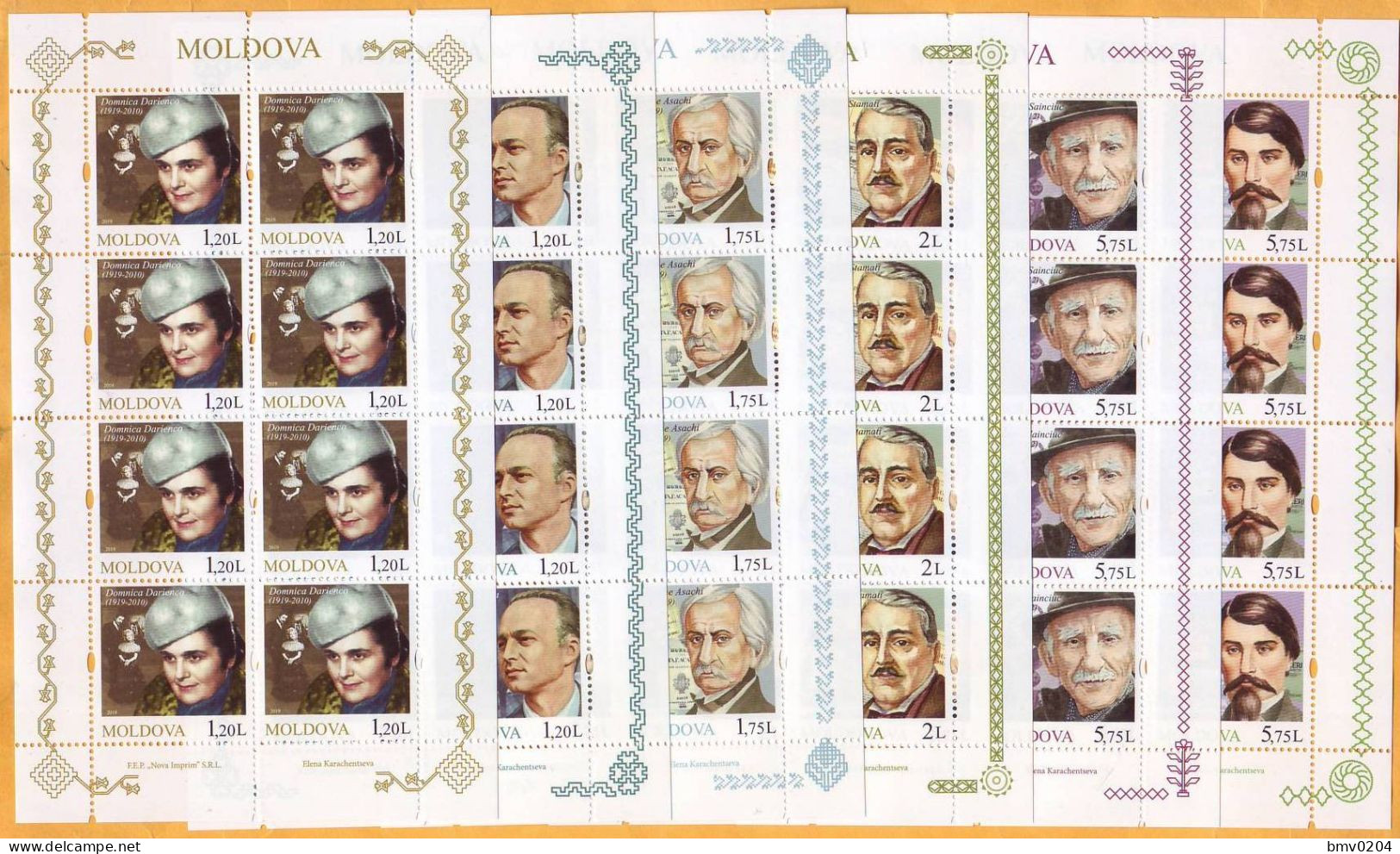 2019 Moldova Moldavie Cinema Theatre Writers, Poets, Translators, Romania, Historian, Critic, Publicist, 6 Sheets Mint - Moldavie